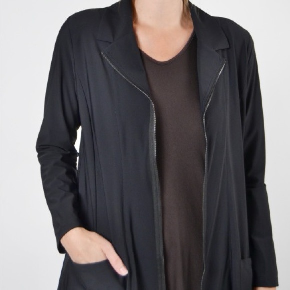 Jason by Comfy USA Black Zip Front Lagenlook Dress Jacket J309 Medium Made USA - Picture 5 of 12